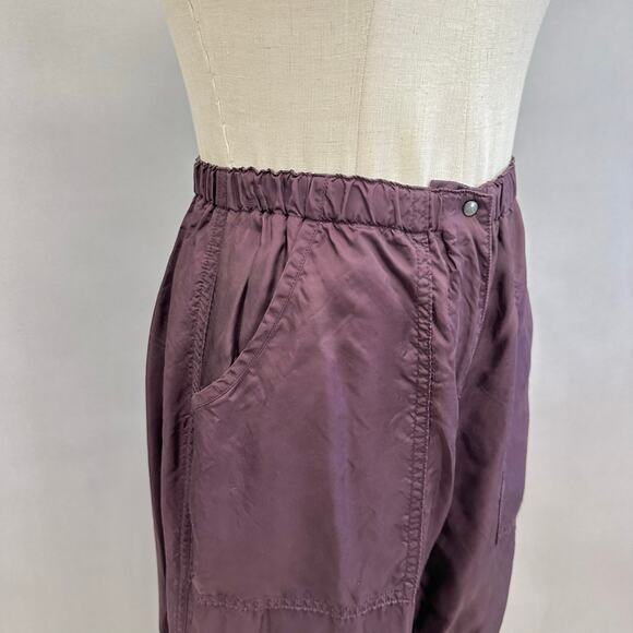 Babette SF satin burgundy wide leg ankle pant size Small Rayon elastic waist - Picture 9 of 16